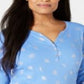 Karen Scott Top Henley Estampado Feminino Azul Tamanho X-S