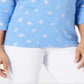 Karen Scott Top Henley Estampado Feminino Azul Tamanho X-S