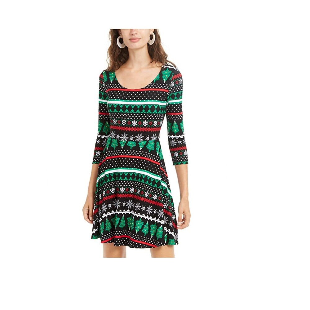 Vestido curto estampado Planet Gold Junior Feminino, tamanho M, preto, tamanho M