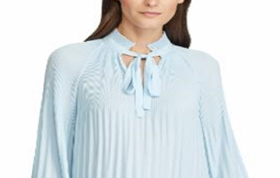 Blusa Ralph Lauren Feminina Plissada com Amarração no Decote Azul Tamanho Médio