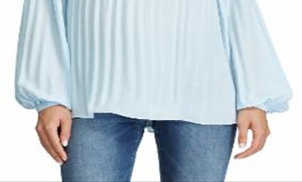 Blusa Ralph Lauren Feminina Plissada com Amarração no Decote Azul Tamanho Médio