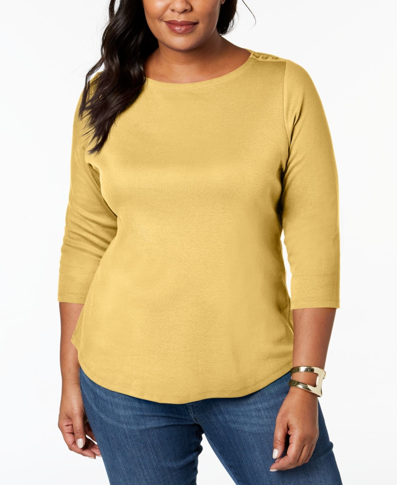 Blusa feminina Charter Club manga 3/4 amarela tamanho pequeno