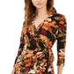 Vestido envelope falso com estampa de selva feminino INC International Concepts, marrom, tamanho pequeno P/M