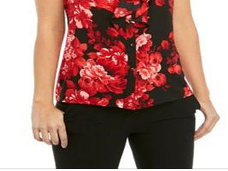 Blusa Calvin Klein Feminina Multicolorida Manga Curta Floral Vermelha Tamanho X-G