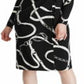Vestido de festa feminino Ralph Lauren estampado, manga comprida, decote em V, abaixo do joelho, preto, tamanho 10