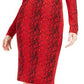 Vestido feminino Bar III com manga comprida e abaixo do joelho, vermelho, tamanho grande
