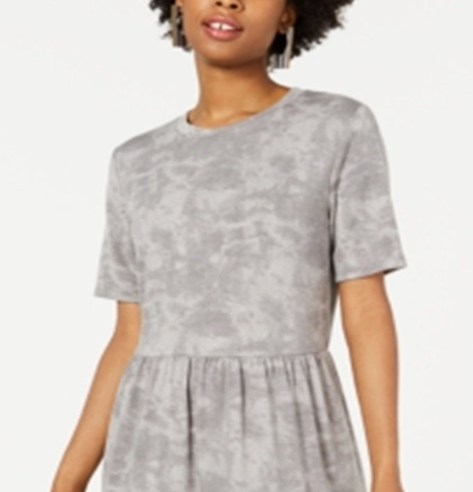 Vestido feminino ONE CLOTHING com lavagem ácida, manga curta, gola redonda, acima do joelho, tamanho X-G