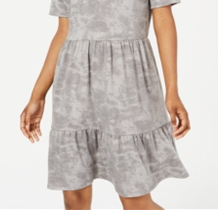 Vestido feminino ONE CLOTHING com lavagem ácida, manga curta, gola redonda, acima do joelho, tamanho X-G