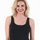 Regata feminina Instant Figure com decote redondo, preta, tamanho M