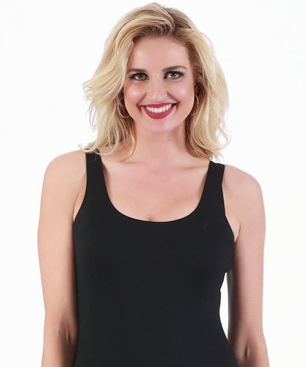 Regata feminina Instant Figure com decote redondo, preta, tamanho M