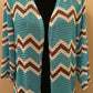 Cardigan de malha Chevron frontal aberto feminino INC, azul, tamanho 1X