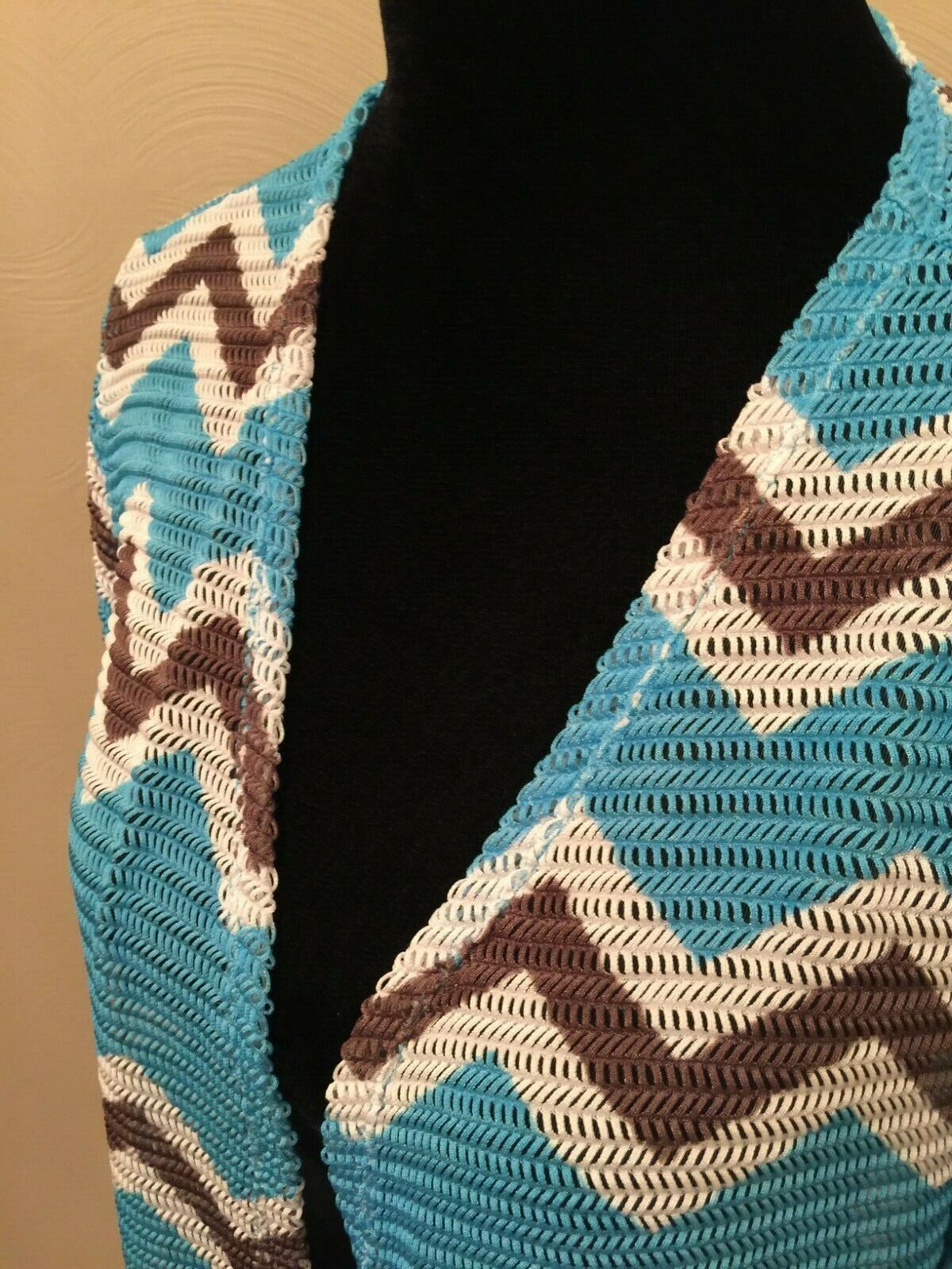 Cardigan de malha Chevron frontal aberto feminino INC, azul, tamanho 1X