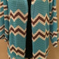 Cardigan de malha Chevron frontal aberto feminino INC, azul, tamanho 1X