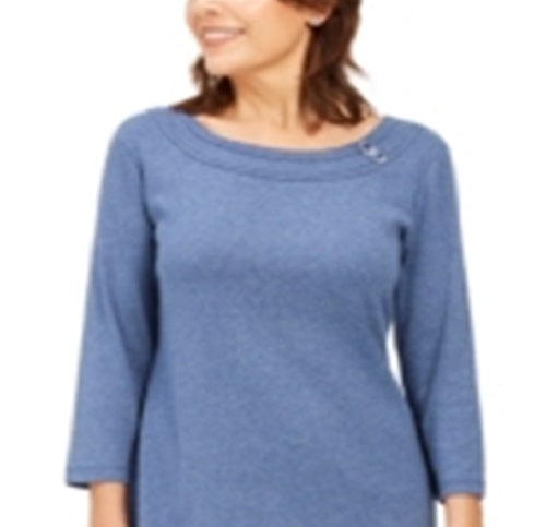 Vestido esportivo feminino Karen Scott de algodão com ferragens, azul, tamanho X-S