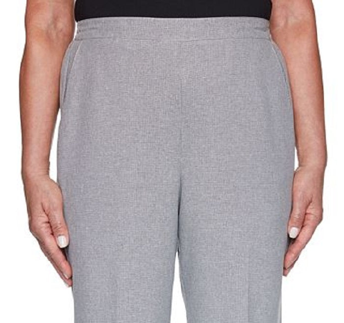 Calça feminina Alfred Dunner Riverside Drive cinza tamanho 10 Petite