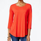JM Collection Blusa Feminina de Rayon Sólido Vermelho Tamanho Grande