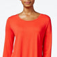 JM Collection Blusa Feminina de Rayon Sólido Vermelho Tamanho Grande