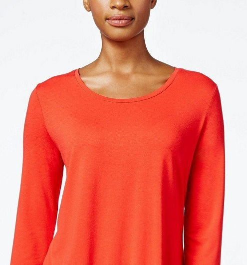 JM Collection Blusa Feminina de Rayon Sólido Vermelho Tamanho Grande