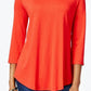 JM Collection Blusa Feminina de Rayon Sólido Vermelho Tamanho Grande