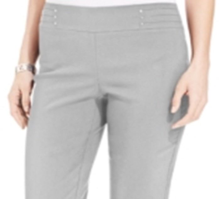 Calça curta feminina com tachas JM Collection cinza tamanho pequeno P