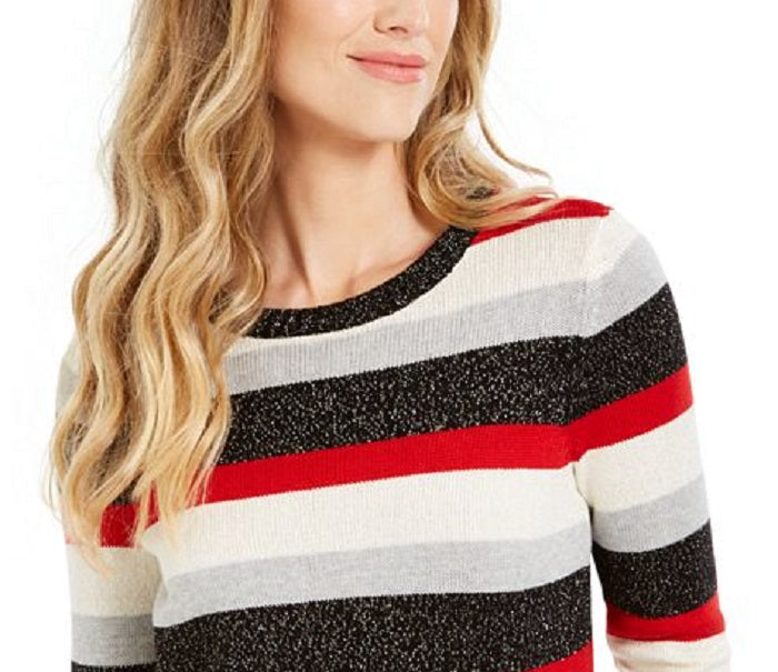 Suéter listrado feminino Charter Club, preto, tamanho pequeno G