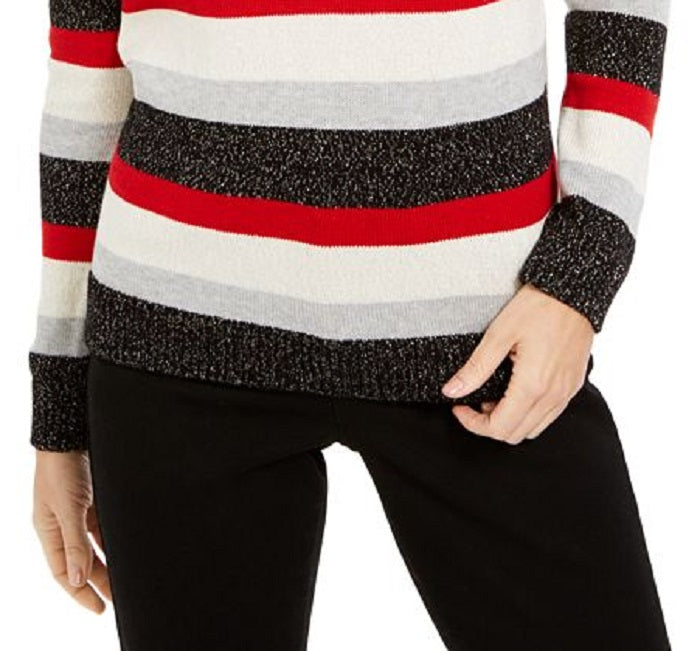 Suéter listrado feminino Charter Club, preto, tamanho pequeno G