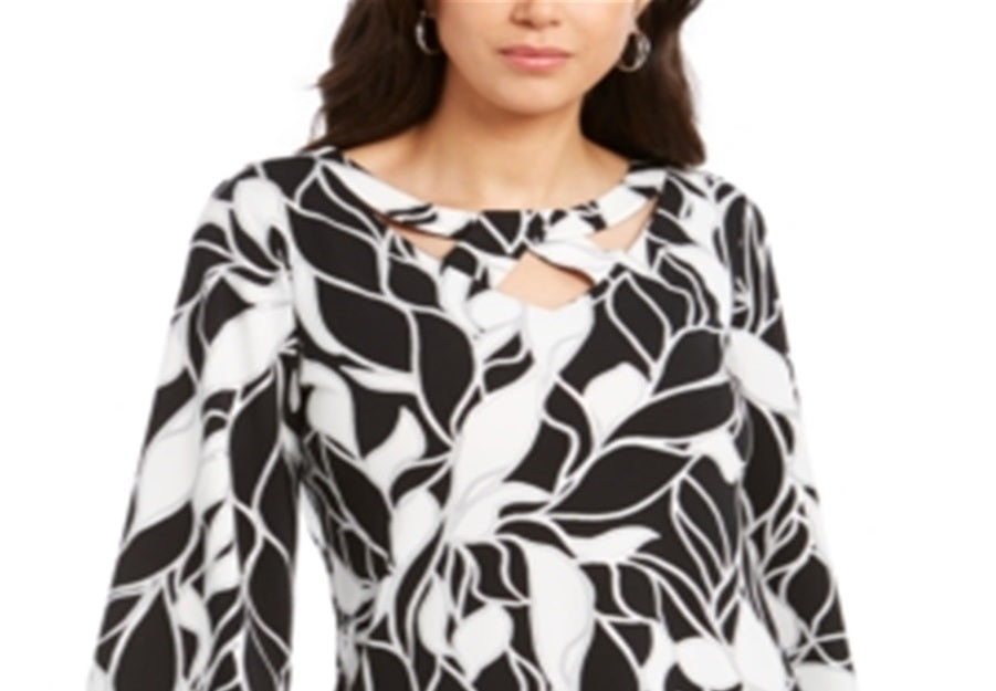Túnica feminina com decote torcido JM Collection, preta, tamanho XS