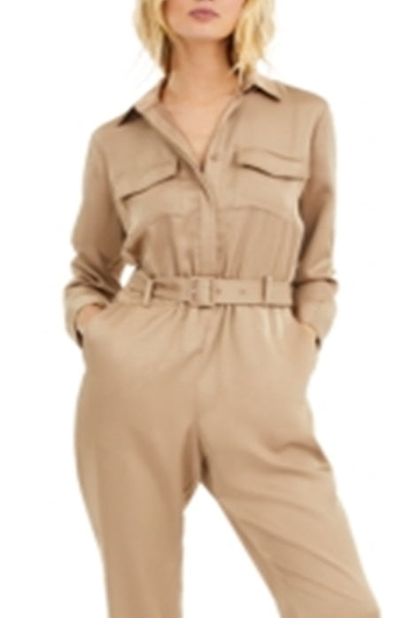 Macacão feminino INC International Concepts com botões frontais, marrom, tamanho 4, pequeno