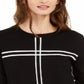 Suéter Alfani Feminino Petite Grid-Pattern Preto Tamanho Petite M
