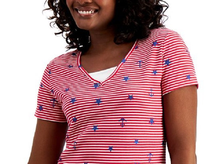 Camiseta feminina Karen Scott Sailor vermelha tamanho pequeno pequeno