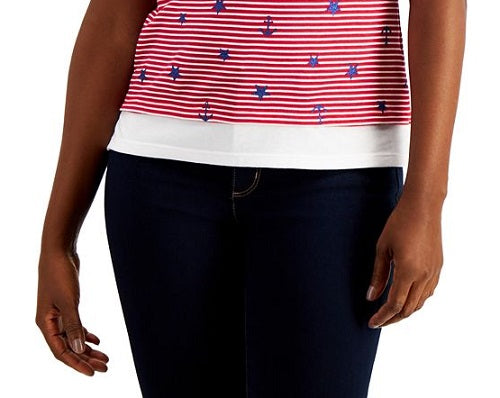 Camiseta feminina Karen Scott Sailor vermelha tamanho pequeno pequeno