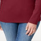 Karen Scott Top Henley de Algodão Feminino Vermelho Tamanho Grande