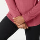 Blusa feminina Karen Scott com nervuras e manga comprida, gola alta, rosa, tamanho pequeno, extragrande