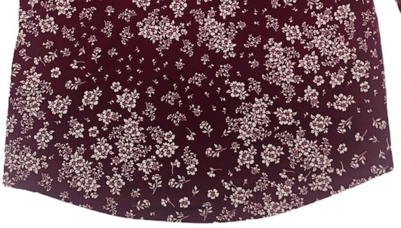 Charter Club Blusa feminina estampada com babados e mangas franzidas, vermelha, tamanho médio