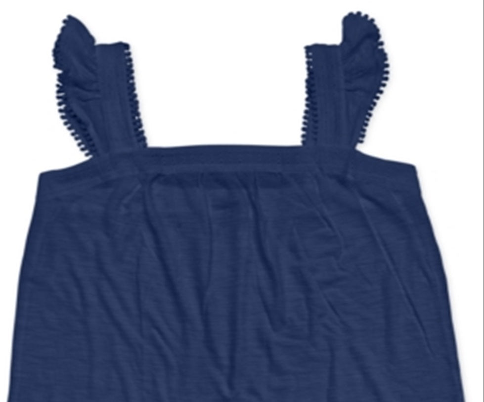 Regata feminina estilo &amp; co plus size com babados, azul, tamanho 1X