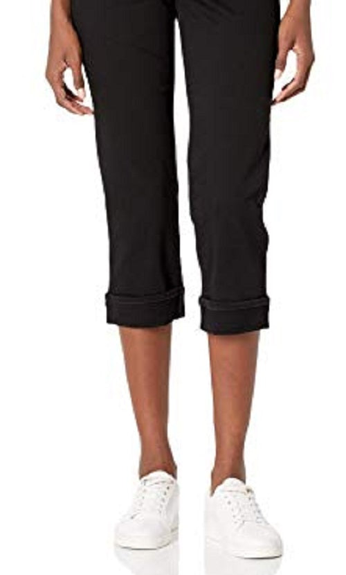 Calça jeans curta reta Marilyn feminina NYDJ, preta, tamanho 16