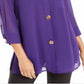 Blusa feminina Alfani semi transparente com manga 3/4, roxa, tamanho pequeno