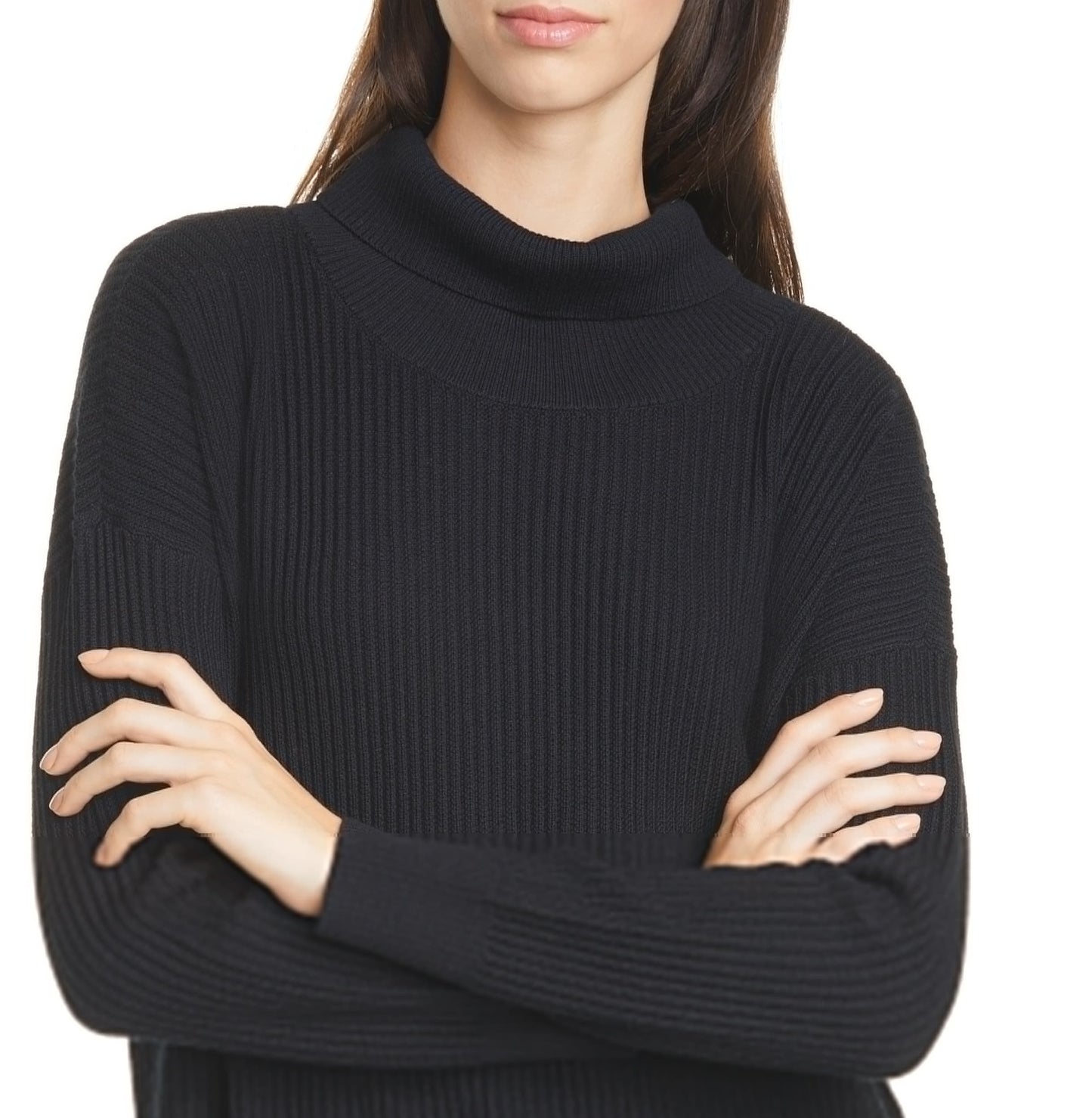 Eileen Fisher Suéter Feminino de Lã Merino com Gola Redonda Preto Tamanho Grande