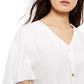 Blusa feminina Alfani com mangas esvoaçantes, branca, tamanho grande