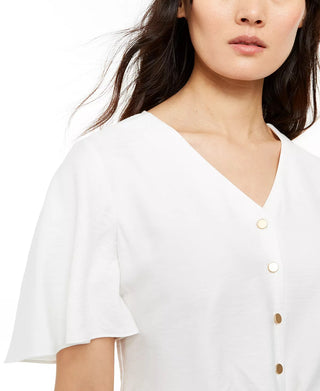 Blusa feminina Alfani com mangas esvoaçantes, branca, tamanho grande
