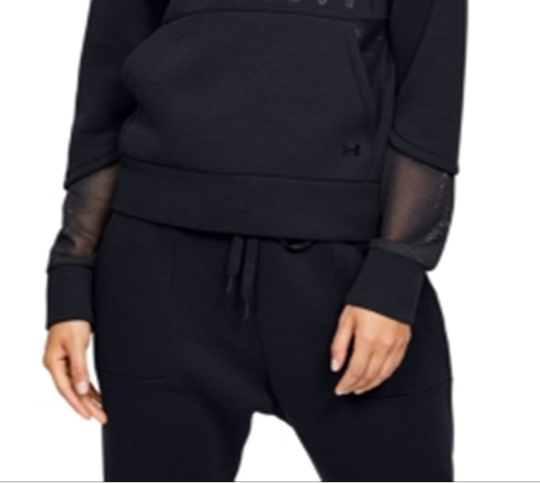 Camisa de manga comprida Under Armour feminina com zíper 1/2, preta, tamanho grande