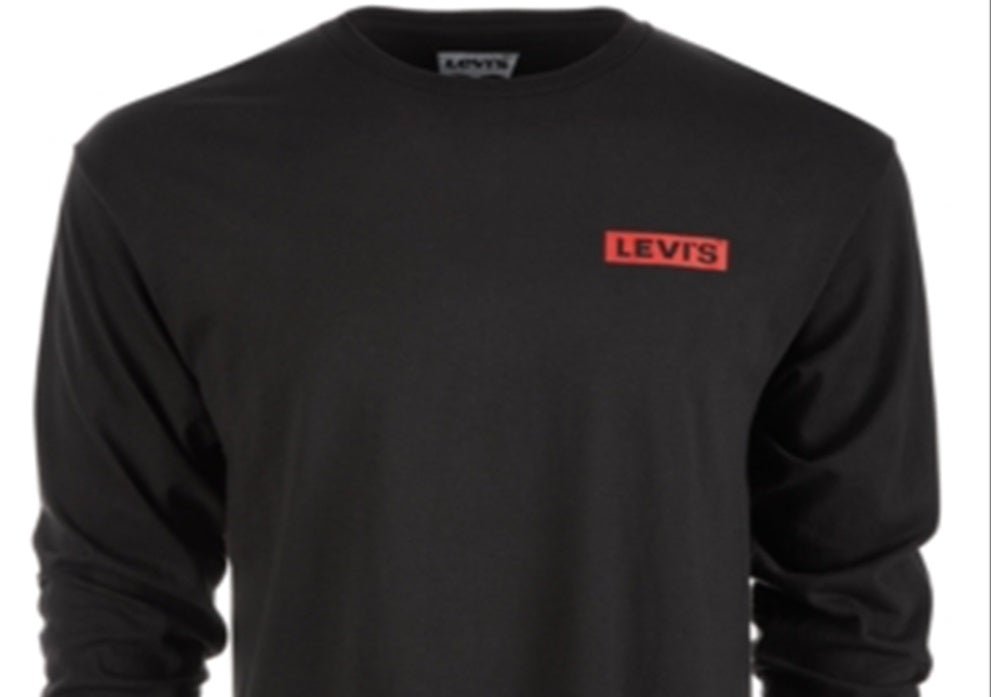 Camiseta Levi's Masculina Manga Longa com Logo Gráfico, Preta, Tamanho GG