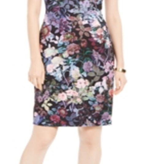 Vestido feminino Adrianna Papell manga curta acima do joelho preto tamanho 14