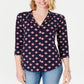 Charter Club Petite Printed Top de manga 3/4 azul marinho tamanho Petite XL
