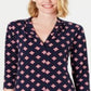 Charter Club Petite Printed Top de manga 3/4 azul marinho tamanho Petite XL