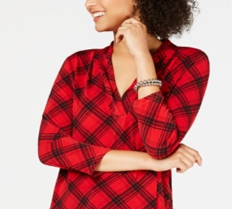 Charter Club Top feminino estampado pequeno vermelho tamanho pequeno S