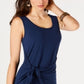 Vestido curto feminino estilo &amp; CO com decote redondo, azul, tamanho P