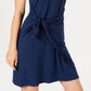 Vestido curto feminino estilo &amp; CO com decote redondo, azul, tamanho P
