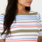 Camiseta feminina listrada Lulu Karen Scott, branca, tamanho pequeno médio