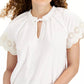 Blusa feminina de mangas esvoaçantes Style &amp; Co, branca, tamanho 2XL